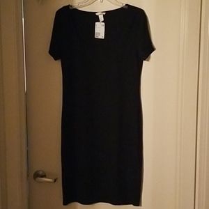 NWT H&M Black Ribbed Dress L